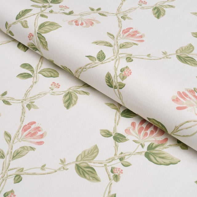 Borastapeter Boråstapeter Honeysuckle Fabric In Leaf For Sale - Image 4 of 5