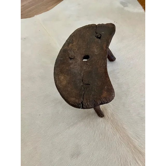 French Country Early 19th Century Antique French Oak Milking Stool For Sale - Image 3 of 5