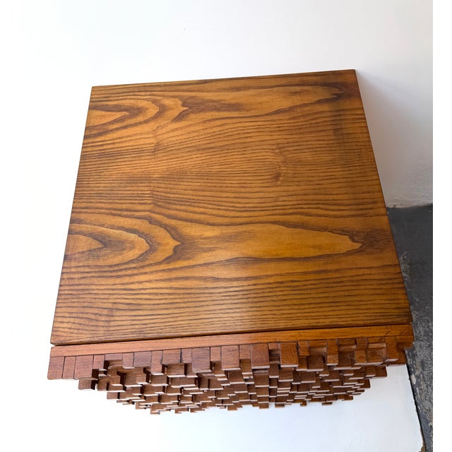 Contemporary Pair of Wood Marquetry Cube Bedside Tables. Italy For Sale - Image 11 of 17