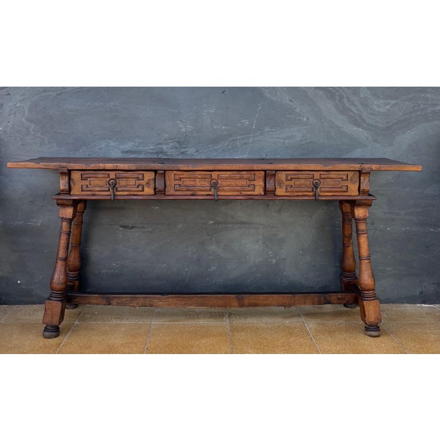 Spanish Renaissance Revival Three-Drawer Console Table, Early 20th Century For Sale - Image 13 of 18