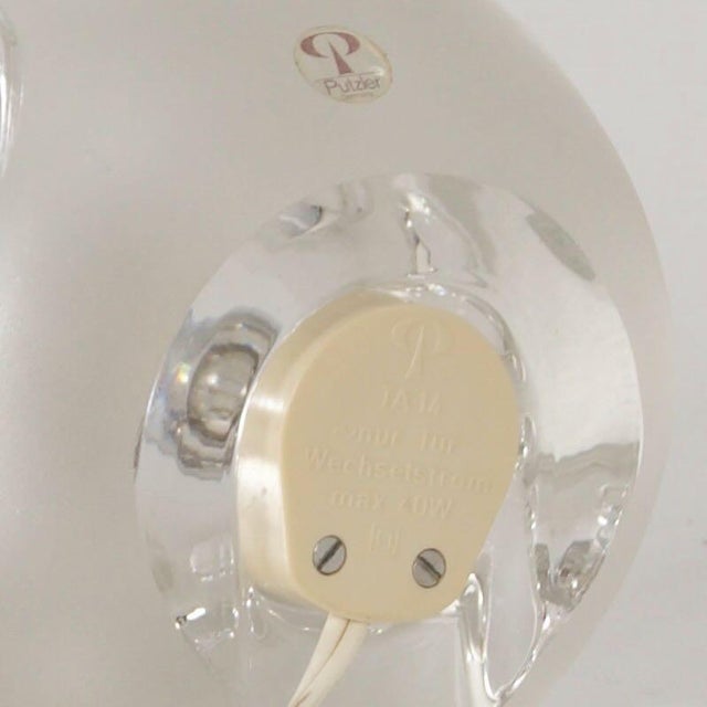 Glass Ice Cube Table Lamp in Etched Crystal Glass from Peill & Putzler, Germany, 1980s For Sale - Image 7 of 9