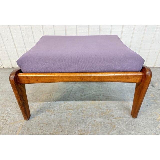 Purple Mid-Century Modern Adrian Pearsall Walnut Wing Chair & Ottoman For Sale - Image 8 of 13