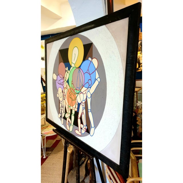 Large Scale Abstract Geometric Oil on Canvas. 'Artist's Lay Figures at Play' by Derek Carruthers. For Sale - Image 11 of 12