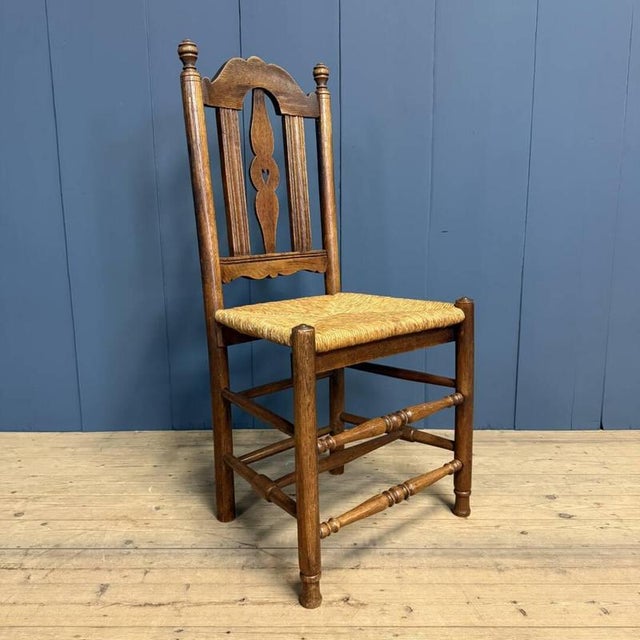 Dutch Oak Chair with Rush Seat For Sale - Image 14 of 14