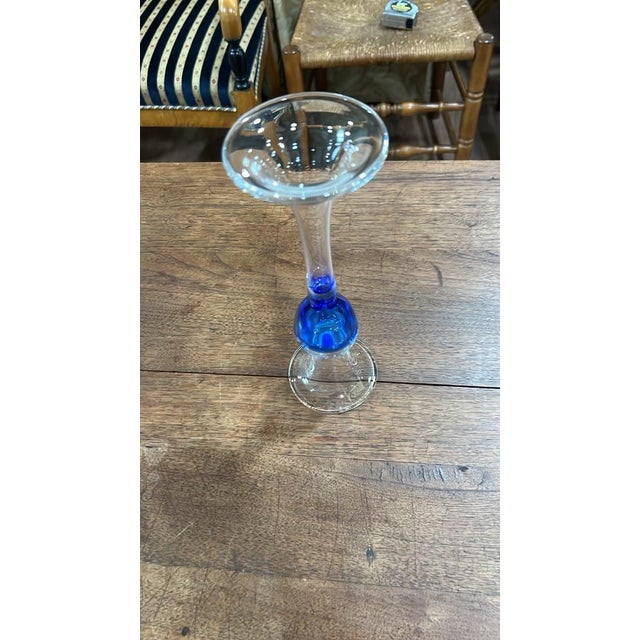 2020s Pair of Vintage Hand-Blown Cobalt Blue Candlestick Holder For Sale - Image 5 of 6