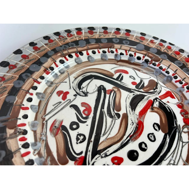 Ceramic Vintage Juliette Hand Painted Abstract Design Decorative Ceramic Plate For Sale - Image 7 of 12