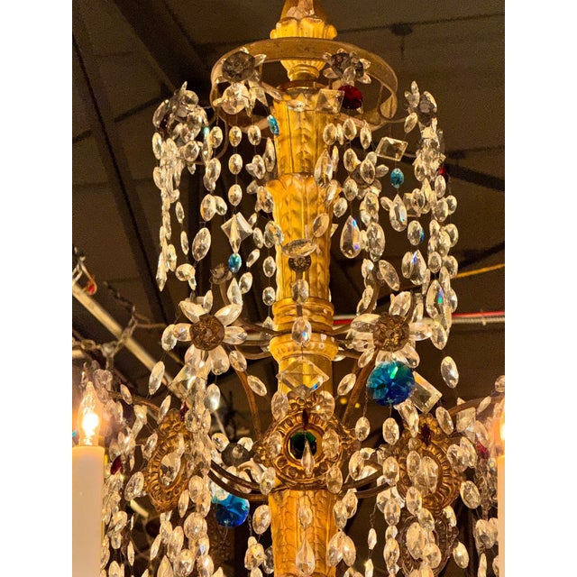 18th Century Italian Giltwood and Crystal Chandelier For Sale - Image 4 of 7