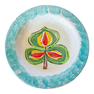 1960s Italian Giovanni DeSimone Pottery Plate Folk Art Tree Flower Leaf