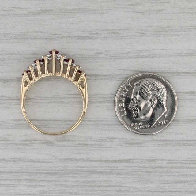 0.78ctw Ruby Diamond Tiered Ring 14k Yellow Gold Rooftop Pyramid Size 5.75 For Sale - Image 4 of 8