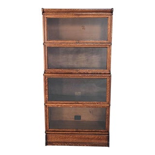 One of Six Lawyer's Bookcases, Oak and Glass, Made by Globe-Wernicke, Early 20th Century For Sale