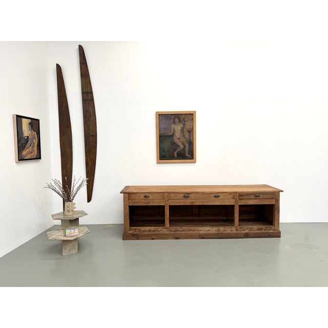 Large Vintage Pine Trade Counter, 1920 For Sale - Image 9 of 18