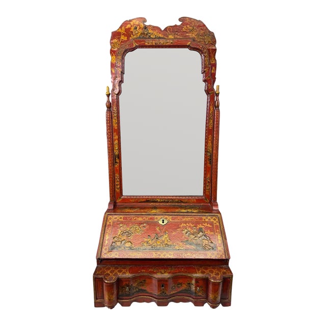 Antique Chinese Export Red Lacquer Dressing Mirror, Chinoiserie, Circa 1800 For Sale