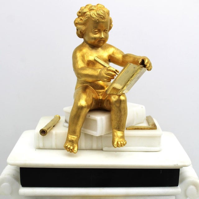 Louis XVI Pendulum Clock in Gilt Bronze and Marble, 1700s For Sale - Image 14 of 15