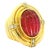 Vintage Italian 18k Gold Carved Rubellite Tourmaline Diamond Bombe Ring, Size 7 For Sale