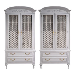 Vintage French Style Armoires by Hickory White Furniture a Pair - Newly Painted For Sale
