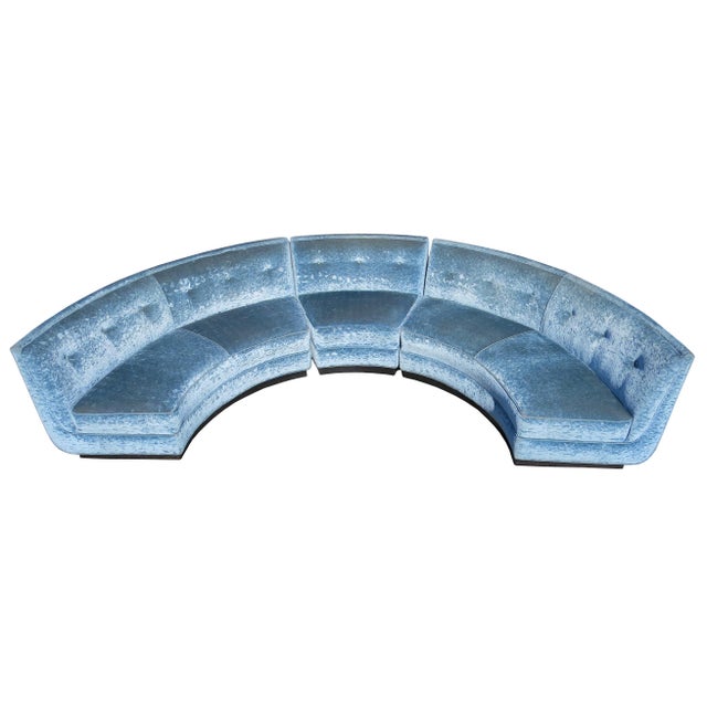 Early 20th Century Semi-Circle Sectional Sofa in Crushed ...