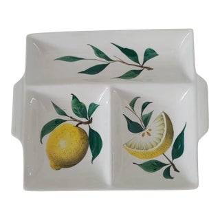1950s Ed Langbein Hand Painted Lemon Antipasti Tray For Sale