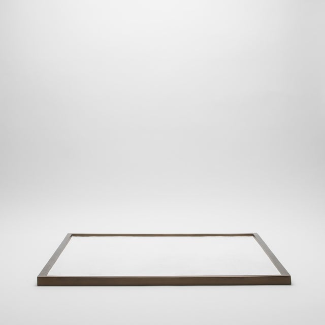 Large Square Tray in White Shagreen With Bronze Patina Brass by Kifu Paris For Sale - Image 4 of 6