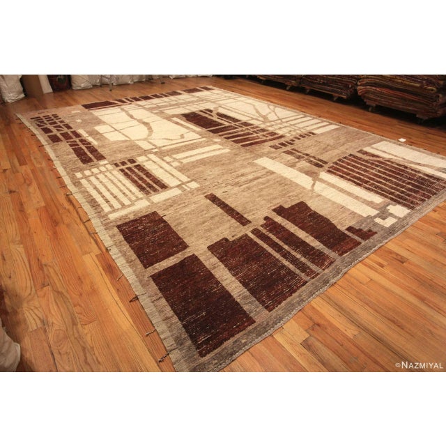 Nazmiyal Collection Large Tribal Primitive Design Central Asian Rug For Sale - Image 4 of 7