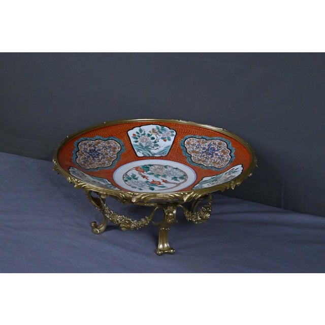 Large Imari Porcelain Bowl with Bronze Mount, Japan, Late 19th Century For Sale - Image 5 of 18