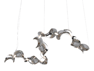 Dune 10 Curve Chandelier with Silver Hand Polished Shades by Daniel Becker for Moss Objects