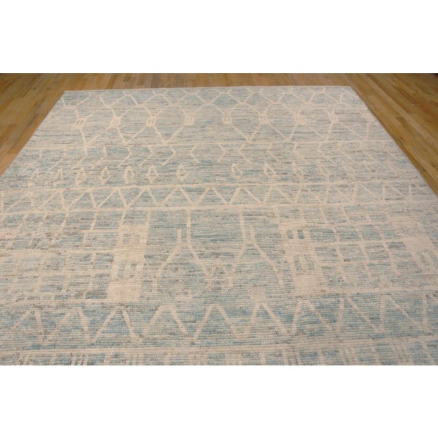 Nazmiyal Collection Modern Blue Geometric Rug For Sale - Image 4 of 8