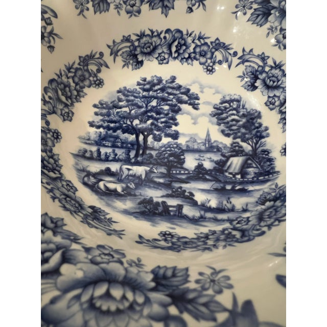 Vintage vegetable serving bowl. Ironstone floral and country scene. I have matching items listed separately. Stamped on...