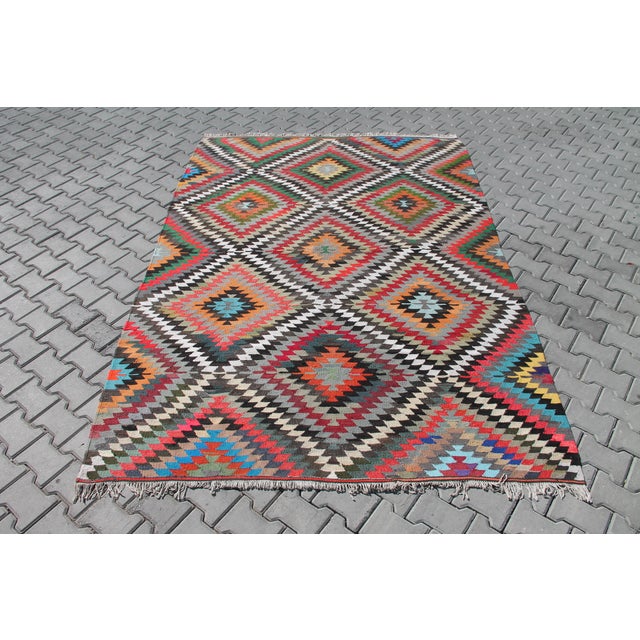 1960's Vintage Turkish Kilim Rug - 77" X 111" For Sale - Image 11 of 11