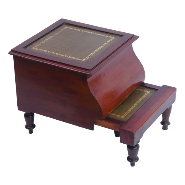 Antique Victoria Bed Steps with Leather For Sale