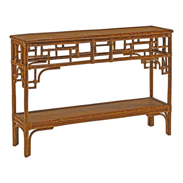 Pagoda Console, Small, Brown, Rattan For Sale