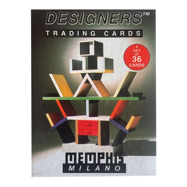 This rare complete 36 piece boxed set of Memphis Milano Post Modern designer collector's trading cards of the world famous...