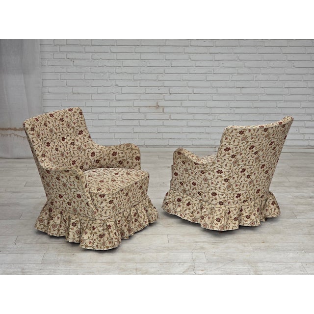 Danish Armchair in Jacquard Fabric and Ash Legs, 1970s For Sale - Image 15 of 18