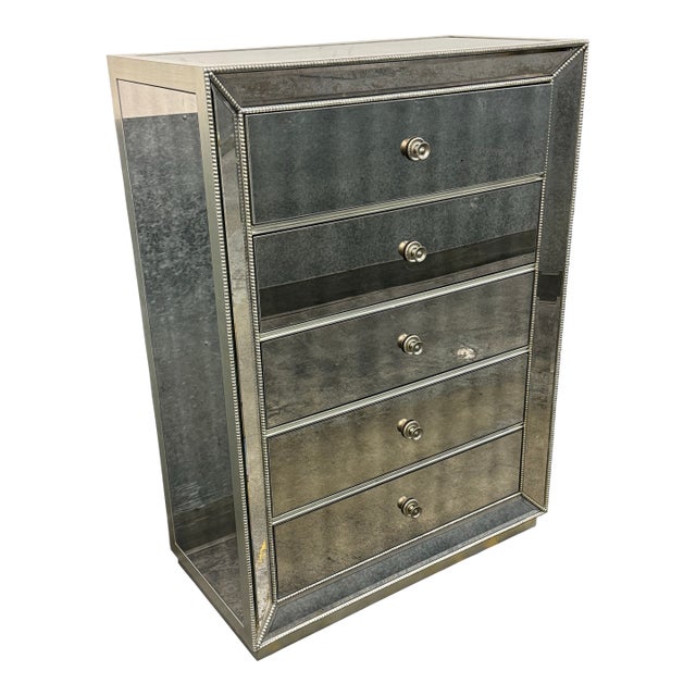 Z Gallerie Omni Mirrored Five Drawer Chest For Sale