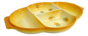 Modernist Bauhaus Earthenware Appetizer Dish with Graphic Decor, Germany, 1930s