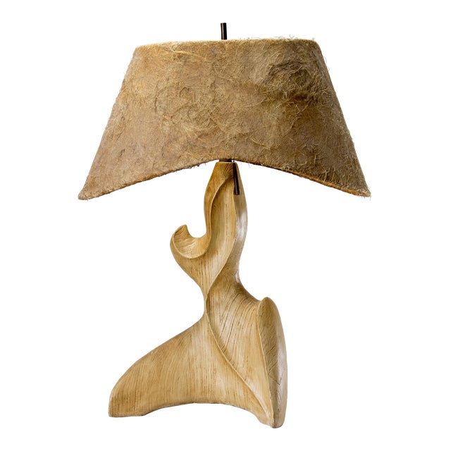 Mid-Century Modern Organic Sculptural Ceramic Lamp After Heifetz With Horsehair Shade For Sale