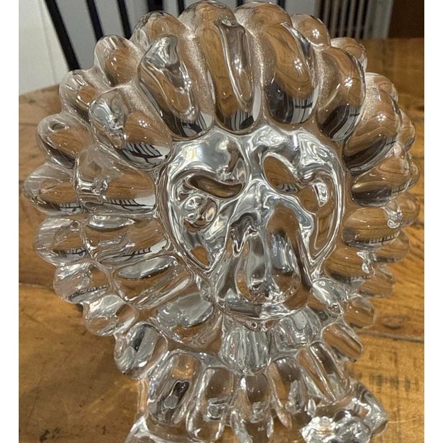 Mid-Century Modern Vintage Fm Konstglas Ronneby Sweden Lead Crystal Lion Figurine 5.5” Art Glass Paperweight For Sale - Image 3 of 10