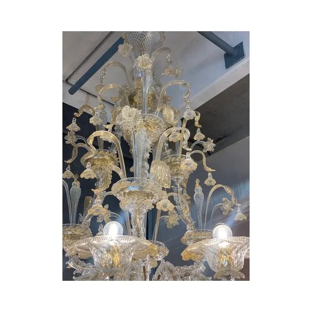 Floral Venetian Ca Rezzonico Gold Chandelier in Murano Glass For Sale - Image 4 of 13