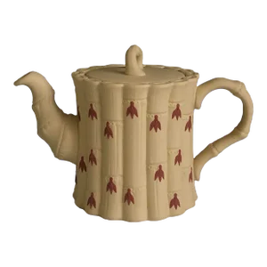 Vintage Wedgwood Jasperware Bamboo Tea Pot Terra Cotta on Yellow