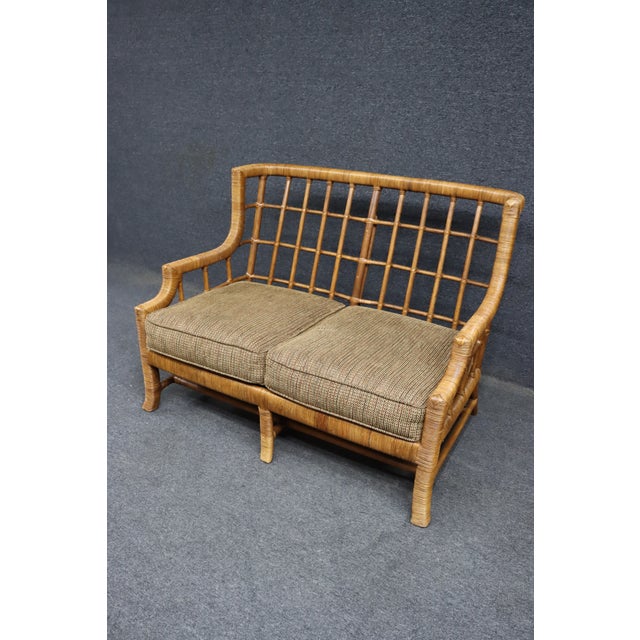 Braxton Culler Split Reed Bamboo Rattan Loveseat Settee For Sale - Image 12 of 13