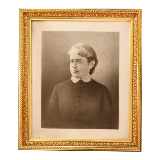 Antique Victorian Giltwood Frame with Portrait, circa 1880 For Sale