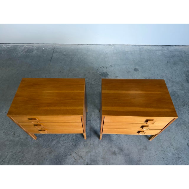 Pair of Mid Century Danish Three Drawer Chests, Bedside Table Nightstands For Sale - Image 12 of 12
