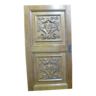 Victorian European Carved Wood Dolphins Acorn & Spade Architectural Door Panel For Sale