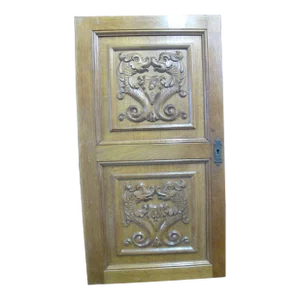 Victorian European Carved Wood Dolphins Acorn & Spade Architectural Door Panel