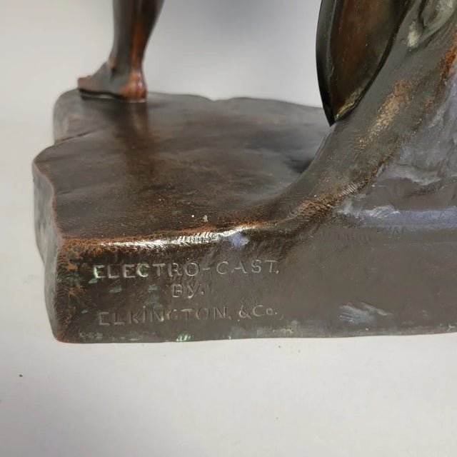 Victorian Elkington & Co. 32" Bronze Warrior King Statue Sculpture, C. 1860–1880 For Sale - Image 17 of 18