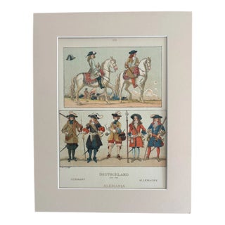 Antique 1925 Max Tilke 17th. c German Costume Print in 11x14 Mat, Ready to Frame For Sale