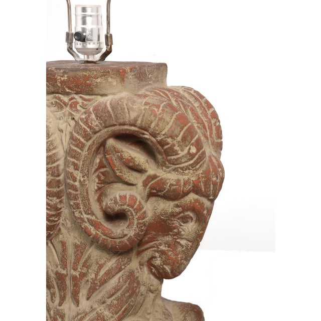 Bon Art 1990s Rams Ibis Ceramic Plaster Table Lamp Hollywood Regency Art Deco Chapman Mario Buatta For Sale - Image 11 of 16