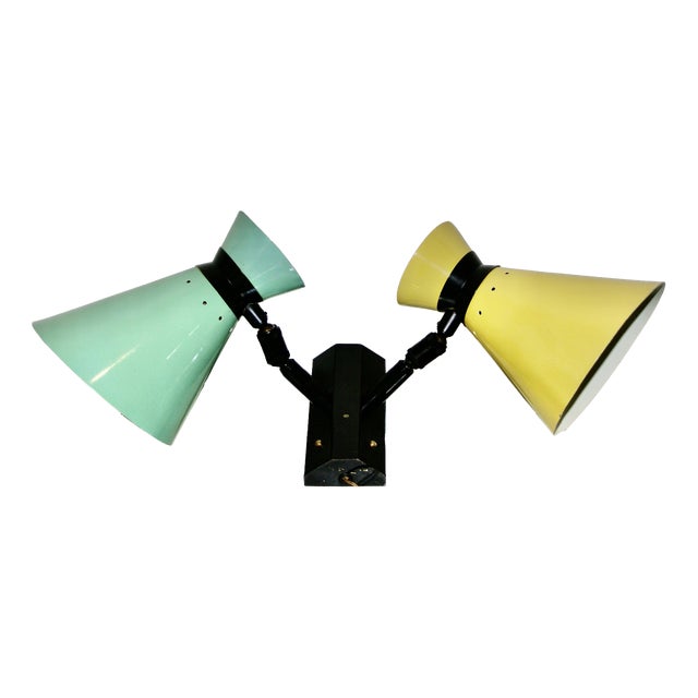 Articulated Double Diabolo Wall Light by Robert Mathieu, France, 1950 For Sale