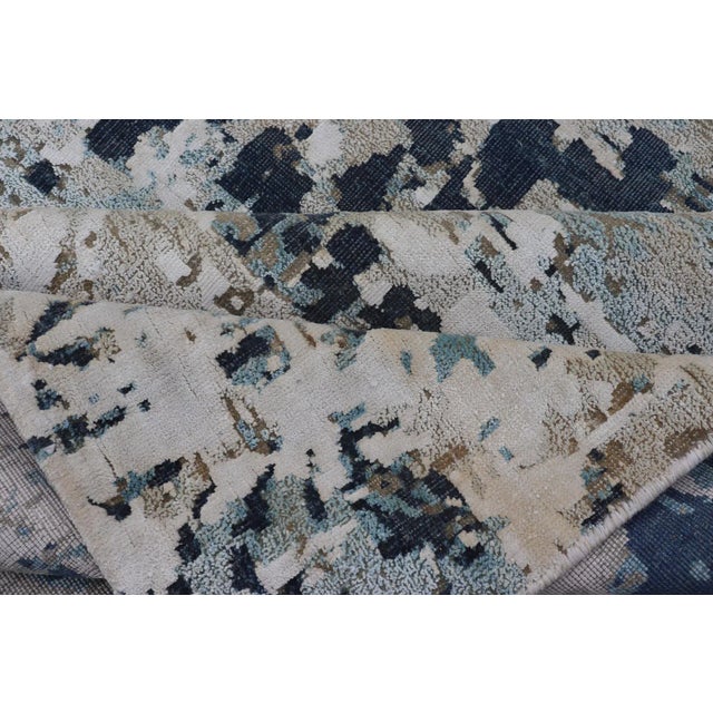 Modern Indian Abstract Bamboo Silk and Wool Gallery Runner in Earthy Tones For Sale - Image 10 of 12