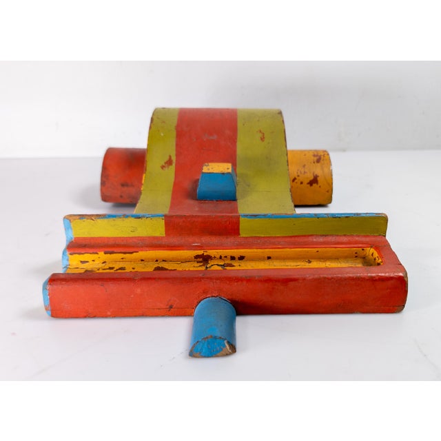 Red 20th Century Colorful Walnut Wood Industrial Mold Wall Sculpture For Sale - Image 8 of 10