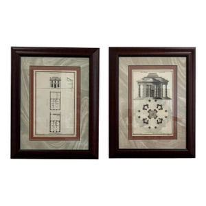 Set of 18th-Century French Architectural Engravings – Framed Pair